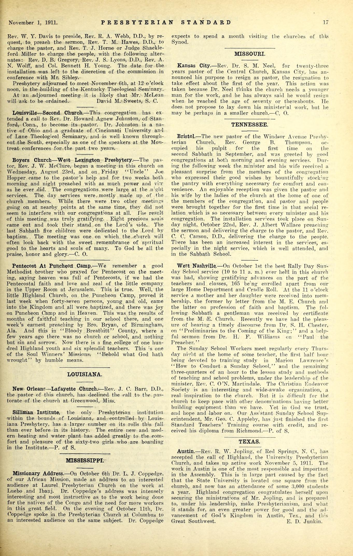 Pentecost at Puncheon Camp